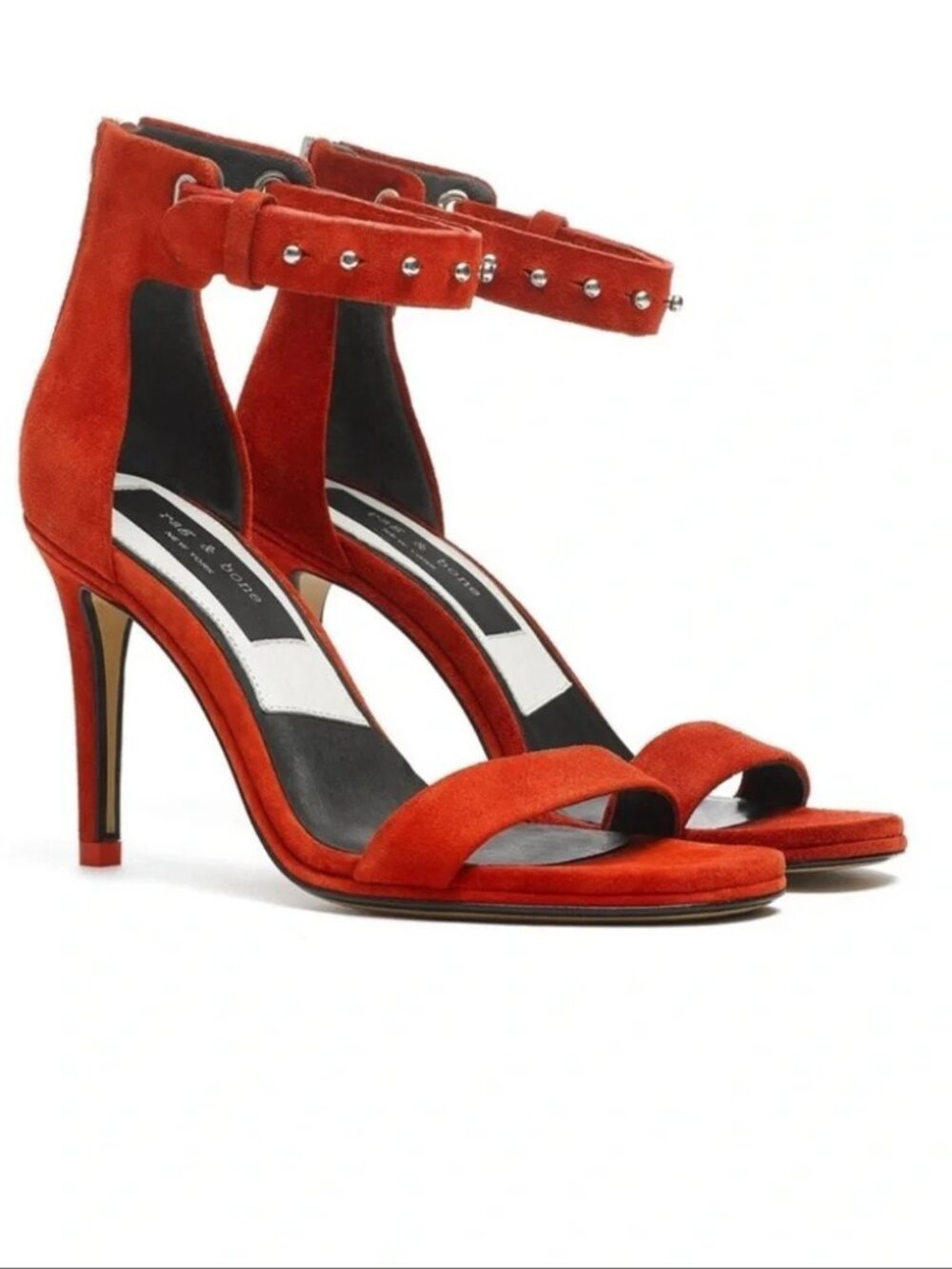Rag & Bone Tamira Red Suede Ankle-Strap Heeled Sandals 11